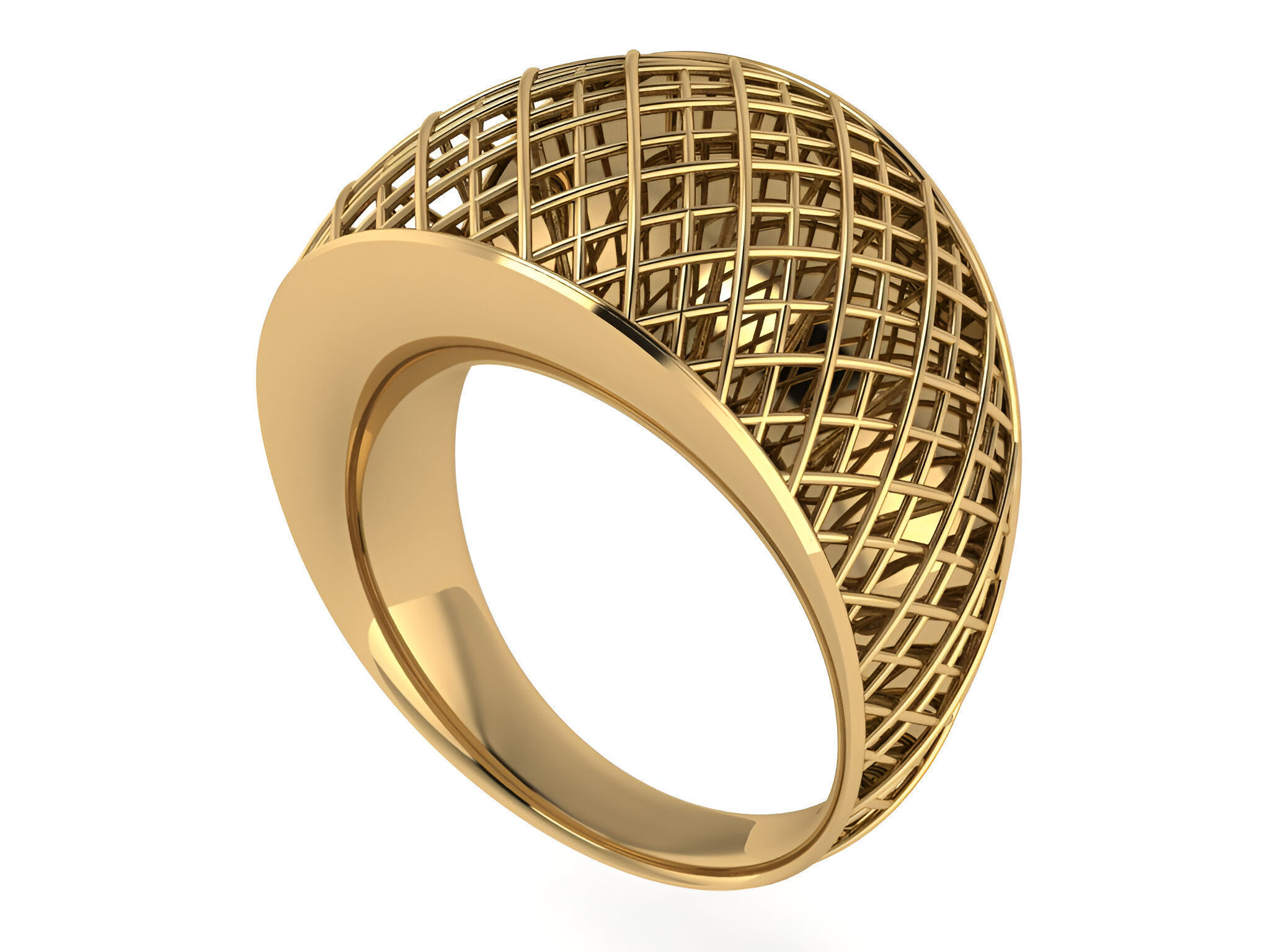 Woven Wire Mesh Plain gold ring 3D print model_2
