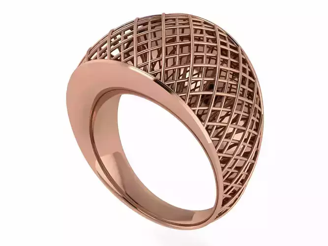 Woven Wire Mesh Plain gold ring 3D print model