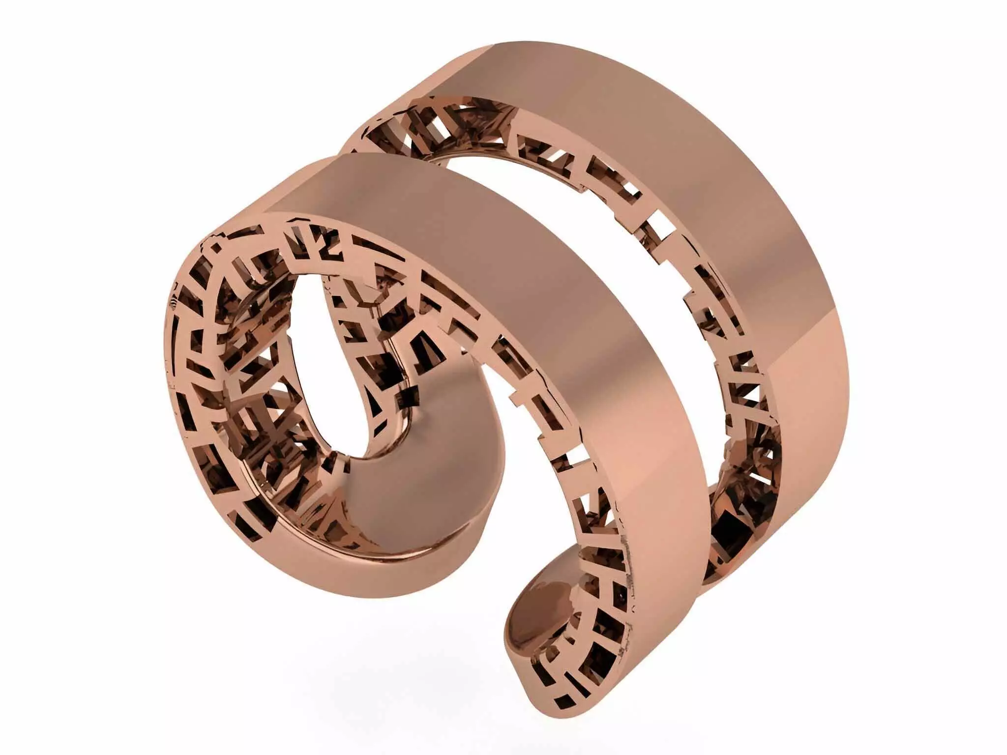 Dual Plate Wire Mesh Plain gold ring 3D print model_0
