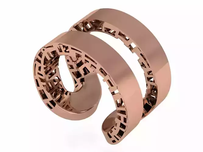 Dual Plate Wire Mesh Plain gold ring