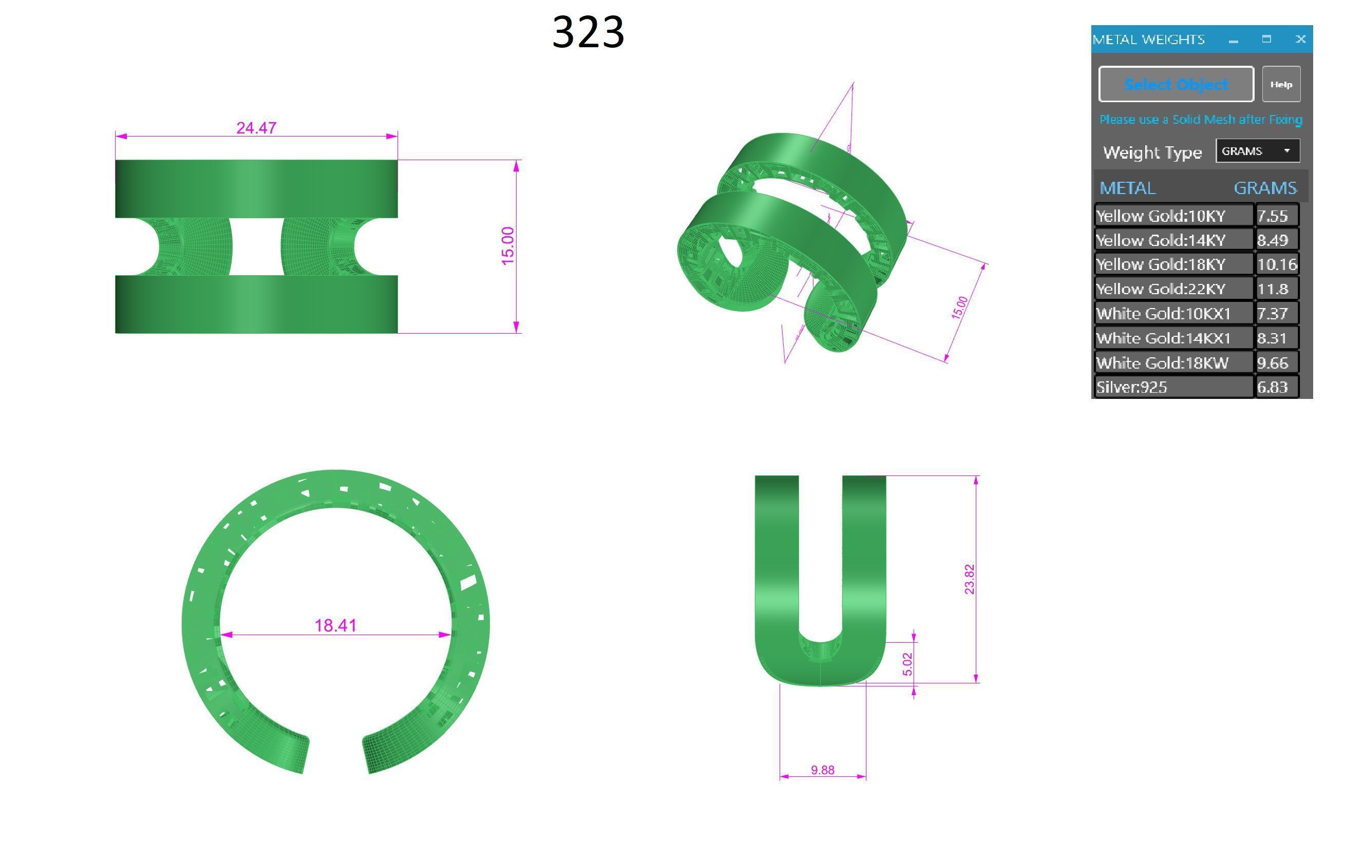 Dual Plate Wire Mesh Plain gold ring 3D print model_3