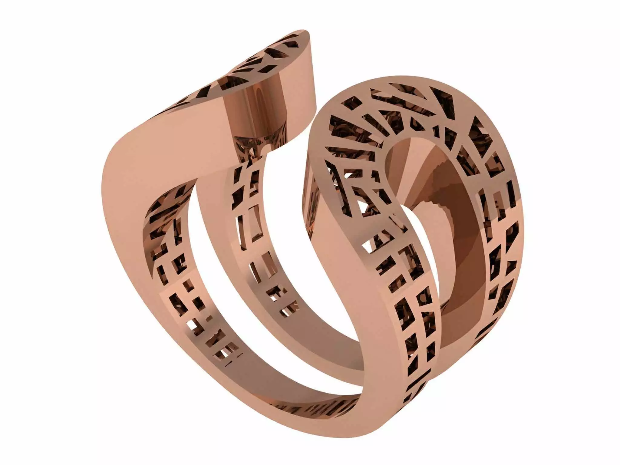 Dual Plate Wire Mesh Plain gold ring 3D print model_0