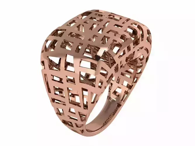 Woven Wire Mesh Plain gold ring 3D print model