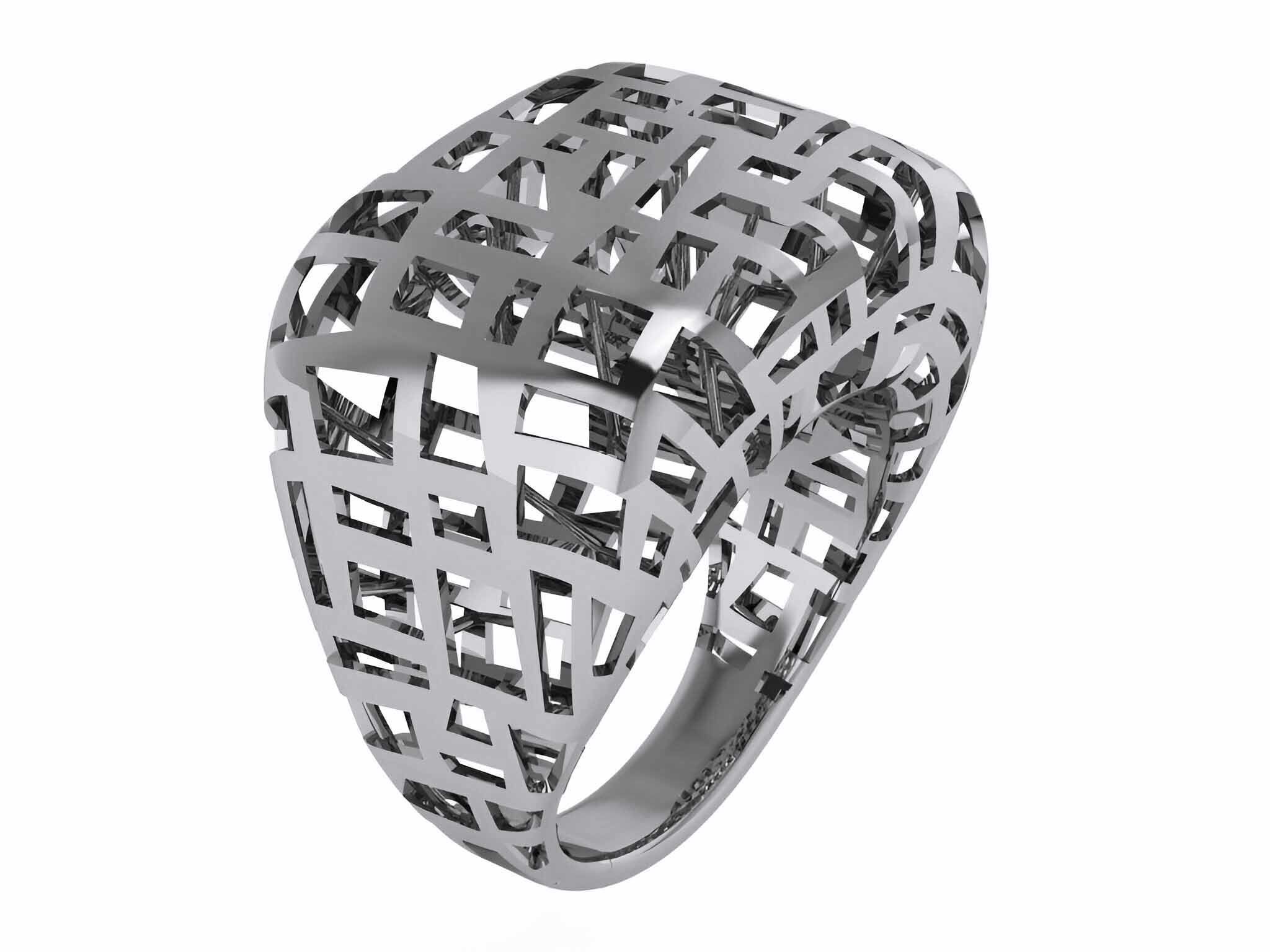 Woven Wire Mesh Plain gold ring 3D print model_2