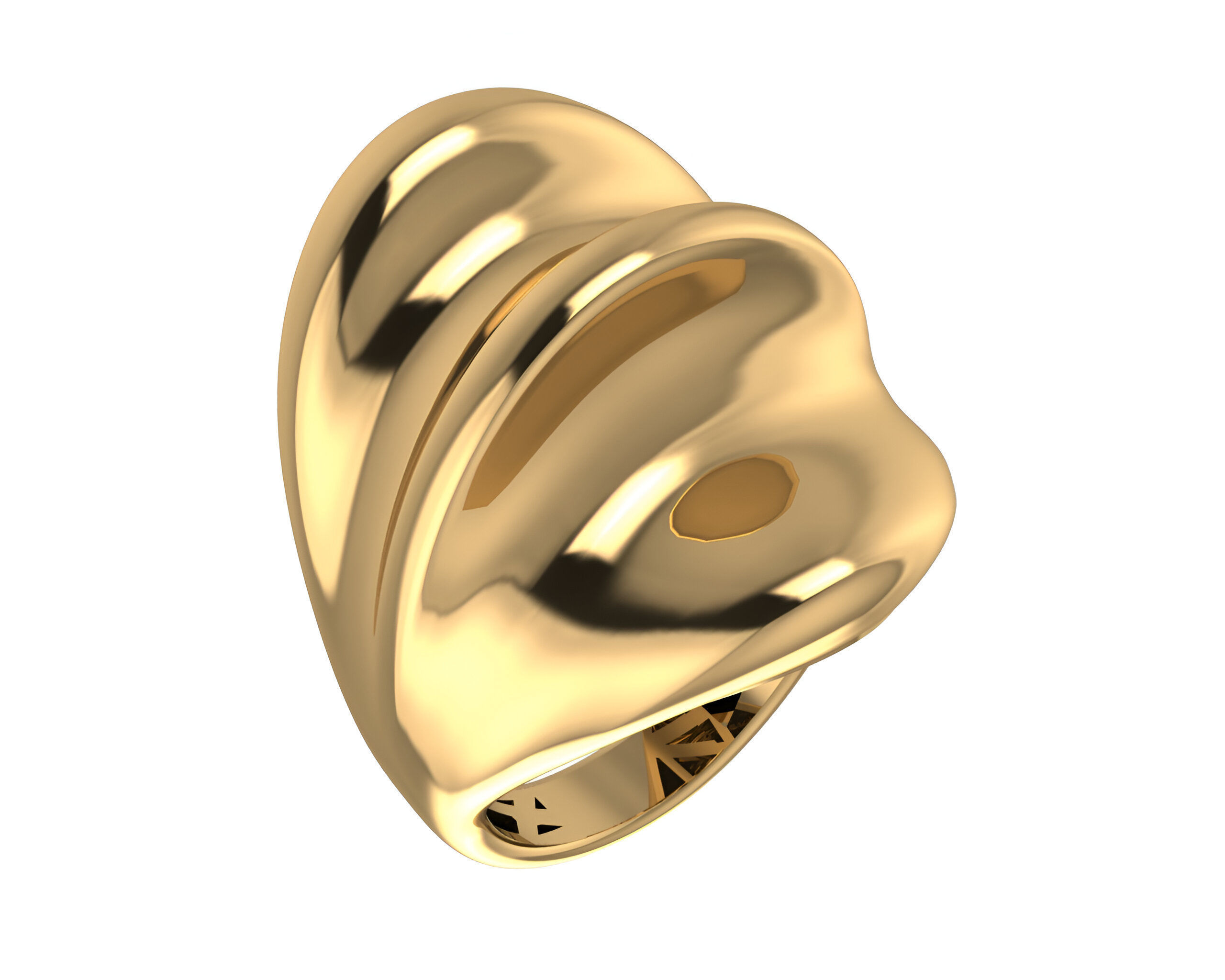 Wave Line Plain gold ring 3D print model_1