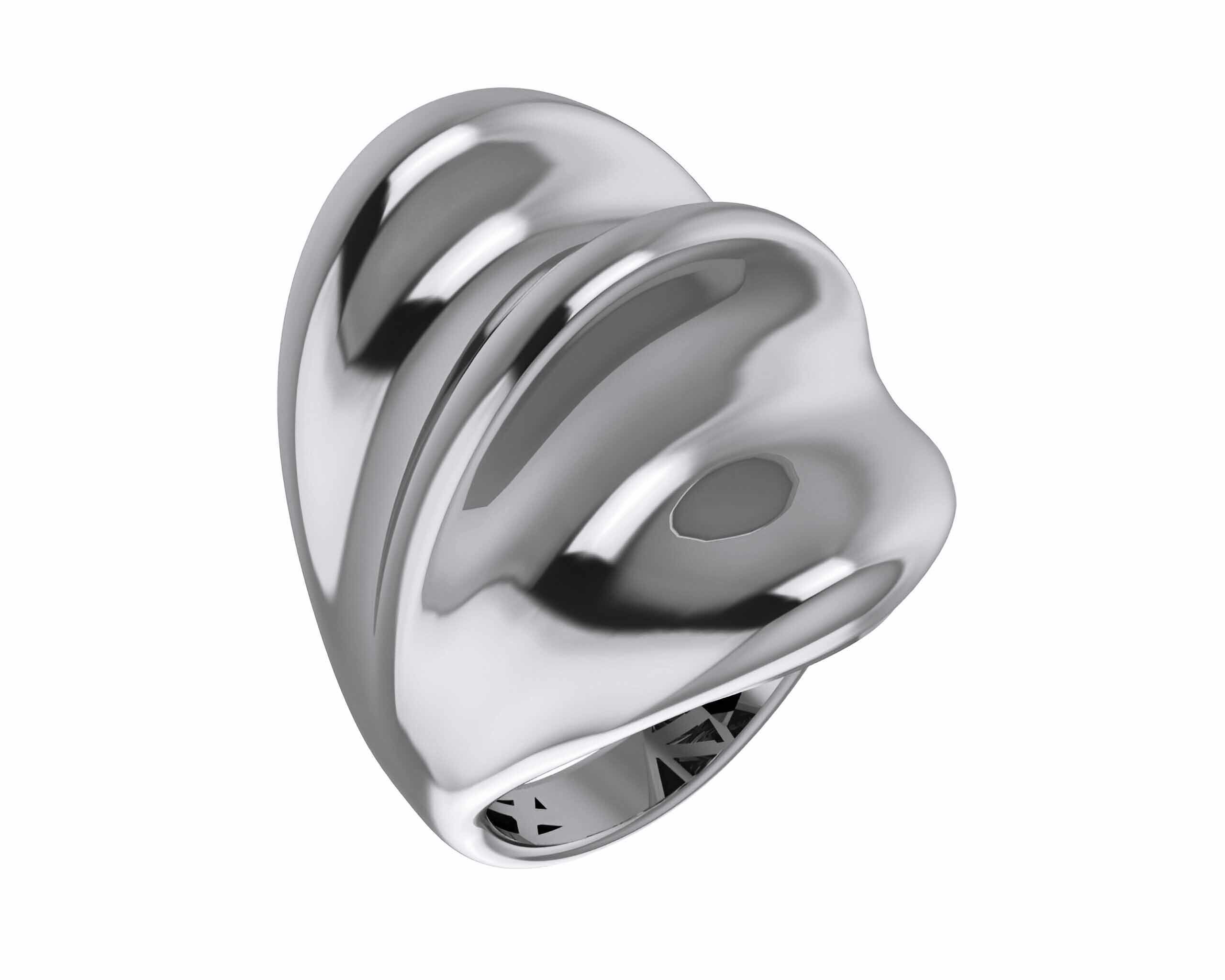 Wave Line Plain gold ring 3D print model_2