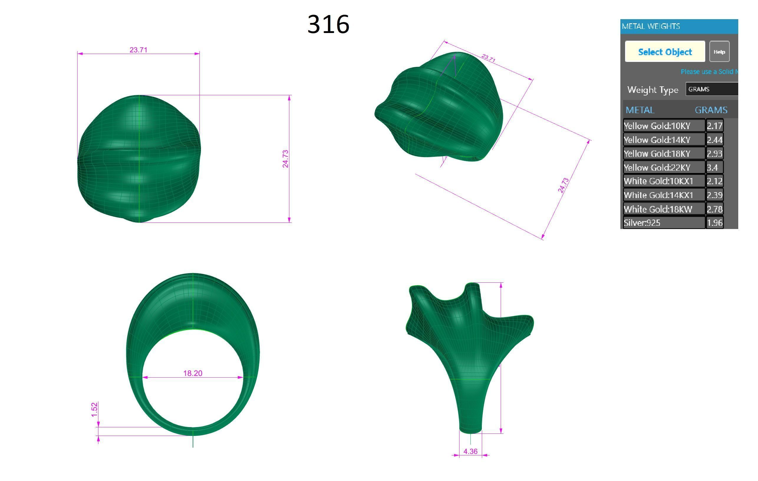 Wave Line Plain gold ring 3D print model_3