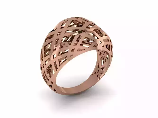 Wire Mesh Ribbon Plain gold ring
