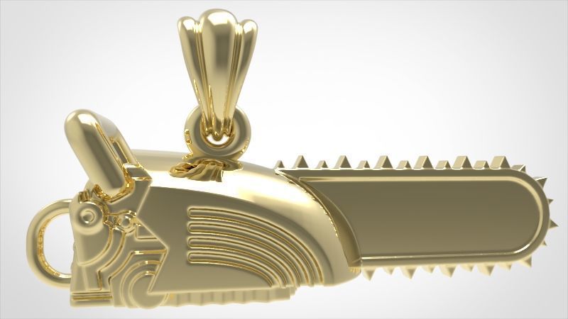 Timber Chainsaw Charm Pendant Necklace 3D print model_16