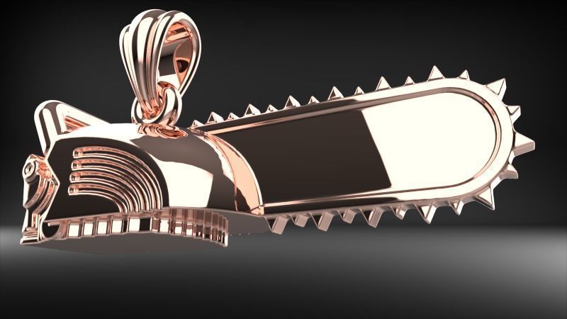 Timber Chainsaw Charm Pendant Necklace 3D print model_1
