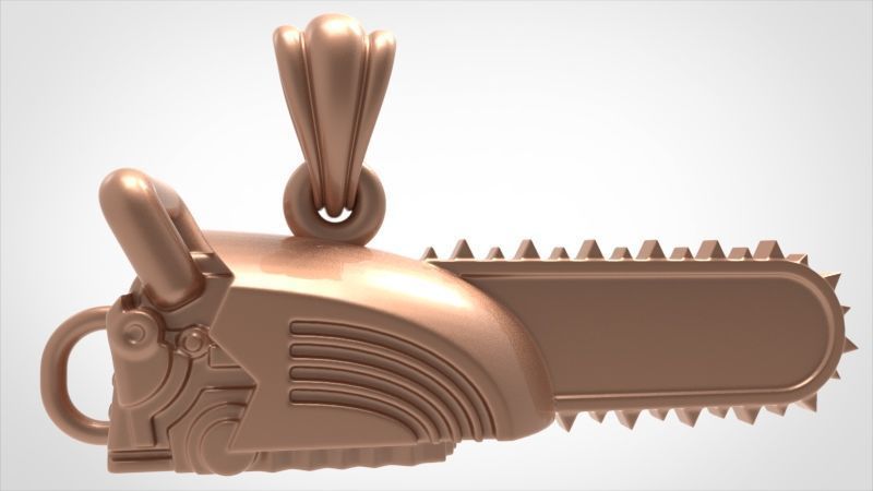 Timber Chainsaw Charm Pendant Necklace 3D print model_11