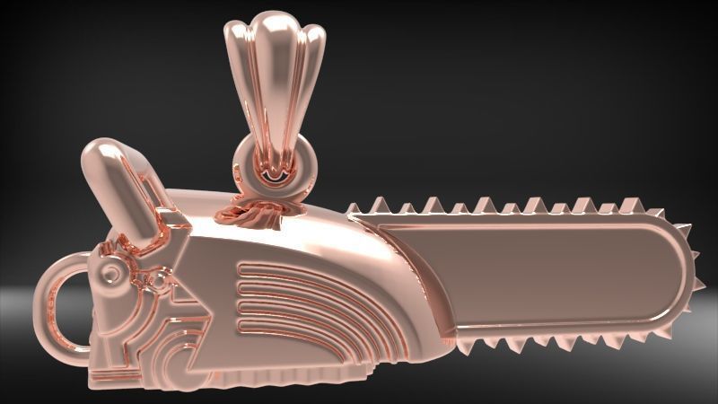 Timber Chainsaw Charm Pendant Necklace 3D print model_12