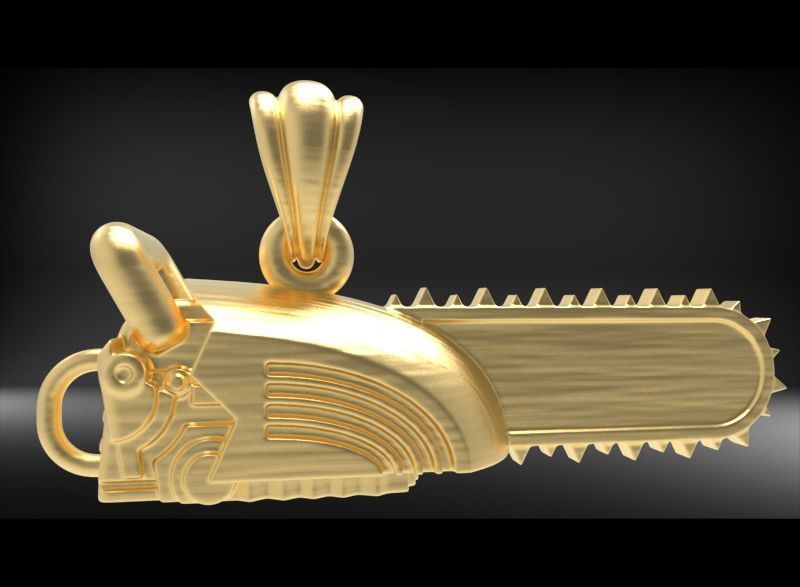 Timber Chainsaw Charm Pendant Necklace 3D print model_9