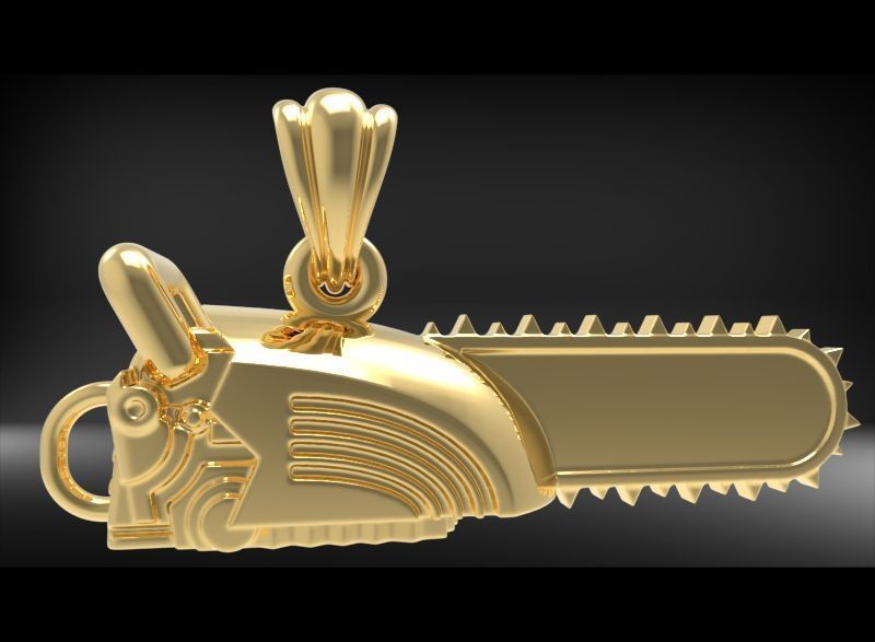 Timber Chainsaw Charm Pendant Necklace 3D print model_7
