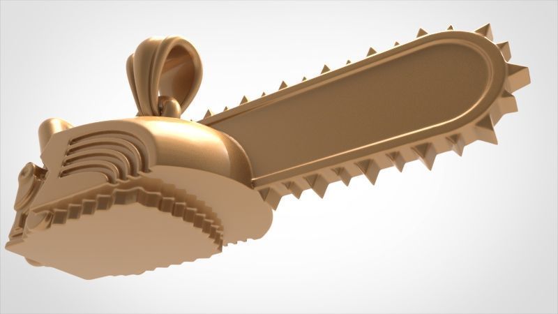 Timber Chainsaw Charm Pendant Necklace 3D print model_19