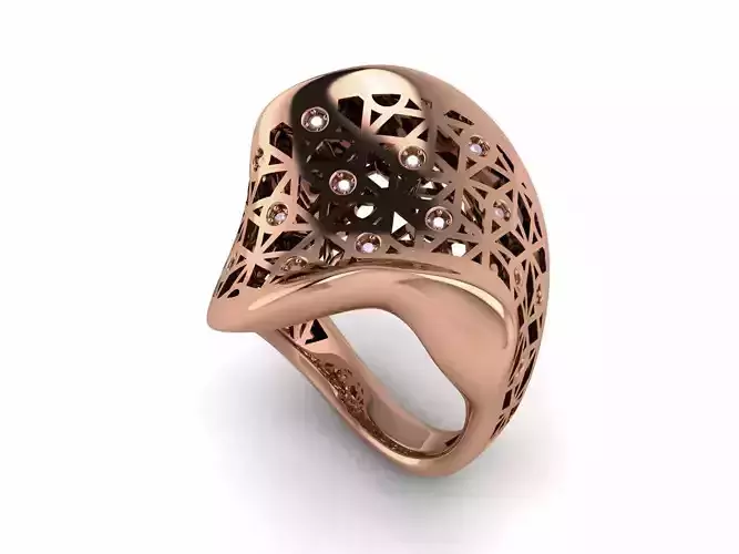 Wire Mesh Diamond cocktail ring