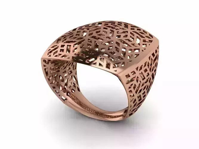 Geometric Wire Mesh Plain gold ring