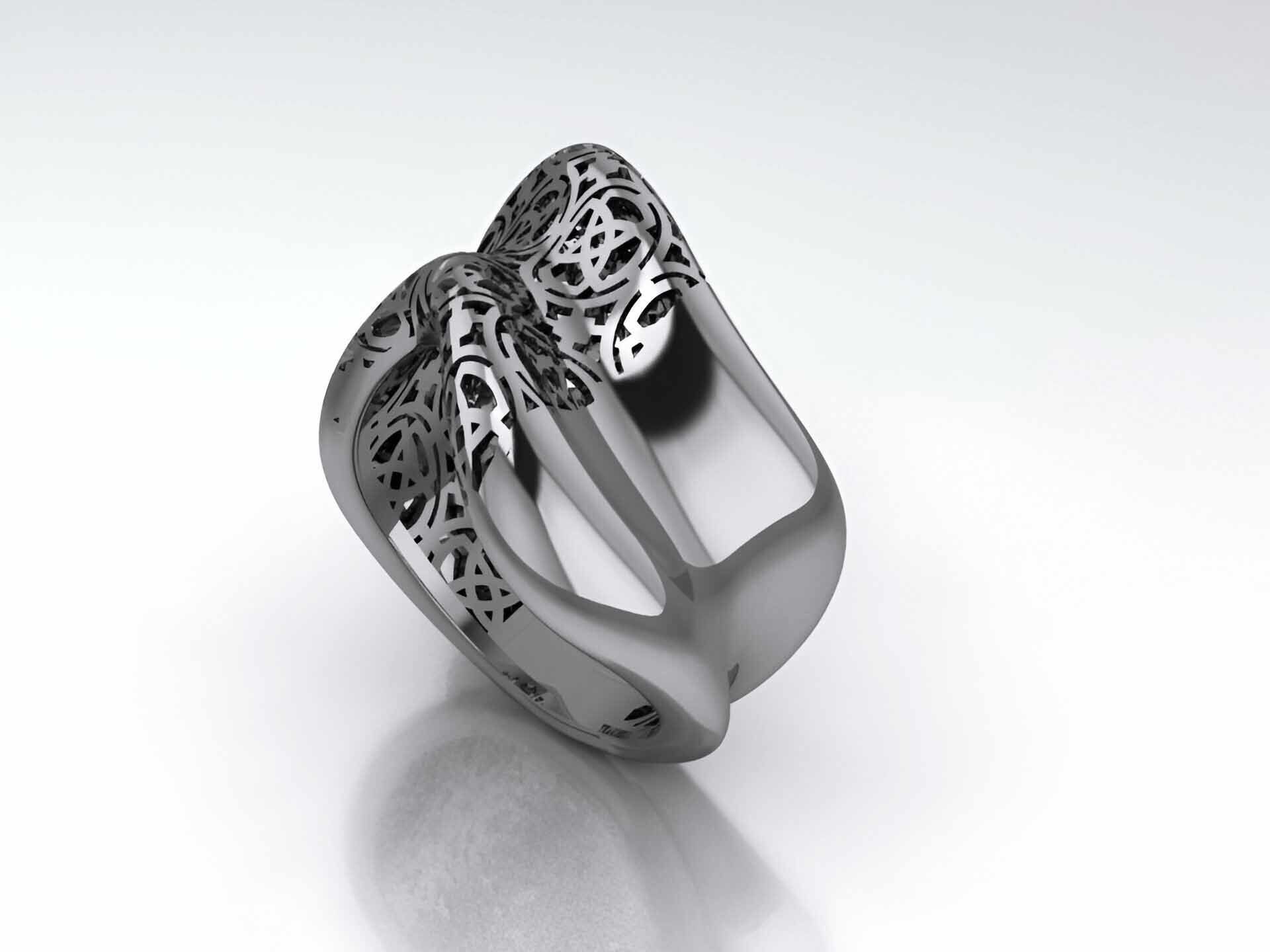 Wire Mesh Plain gold ring 3D print model_1