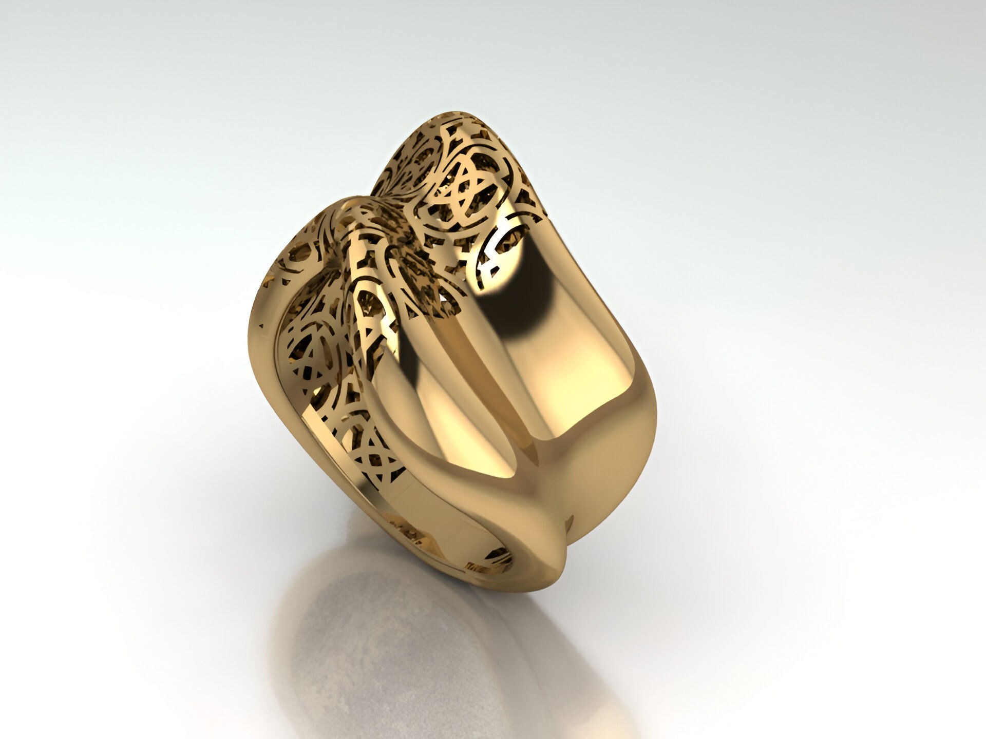 Wire Mesh Plain gold ring 3D print model_2