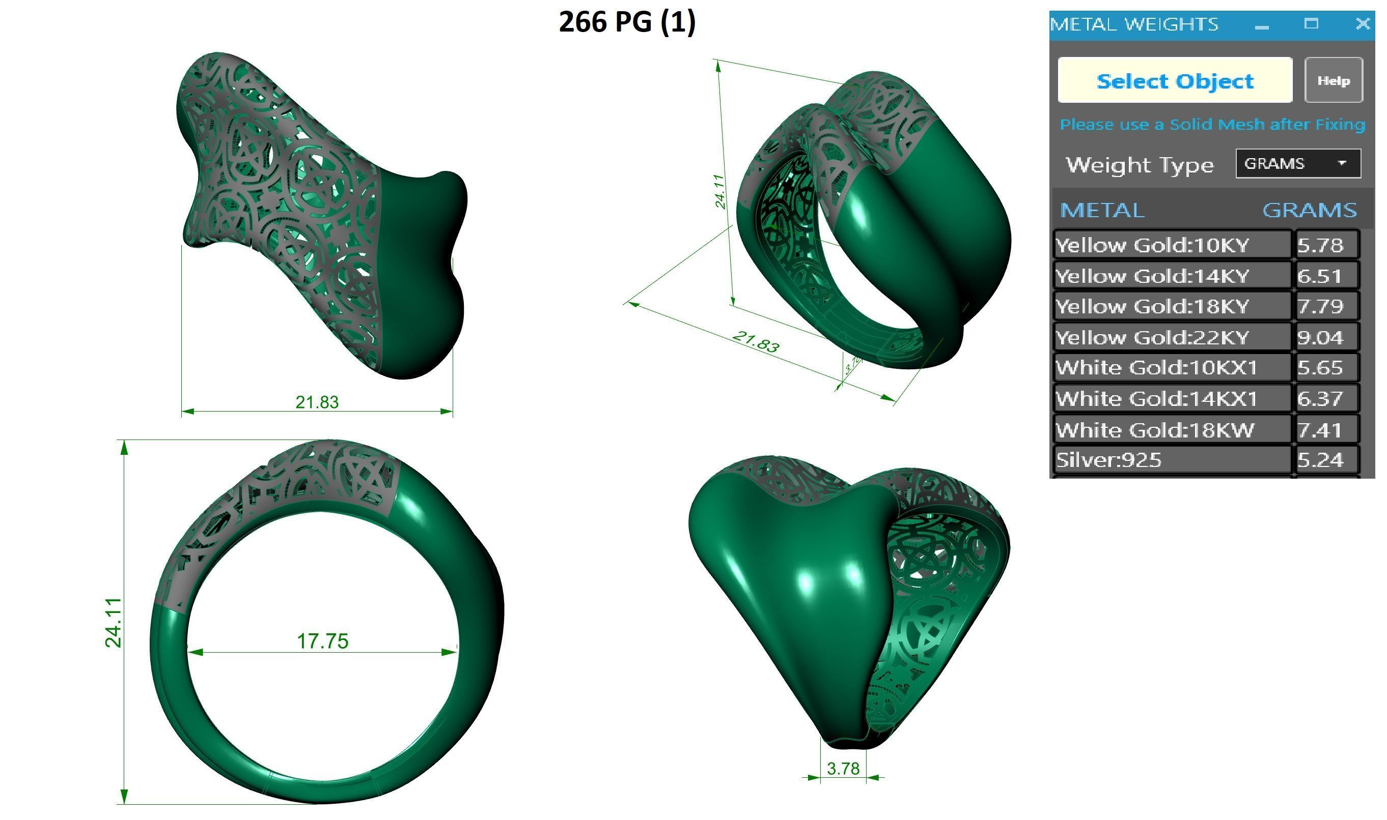 Wire Mesh Plain gold ring 3D print model_3