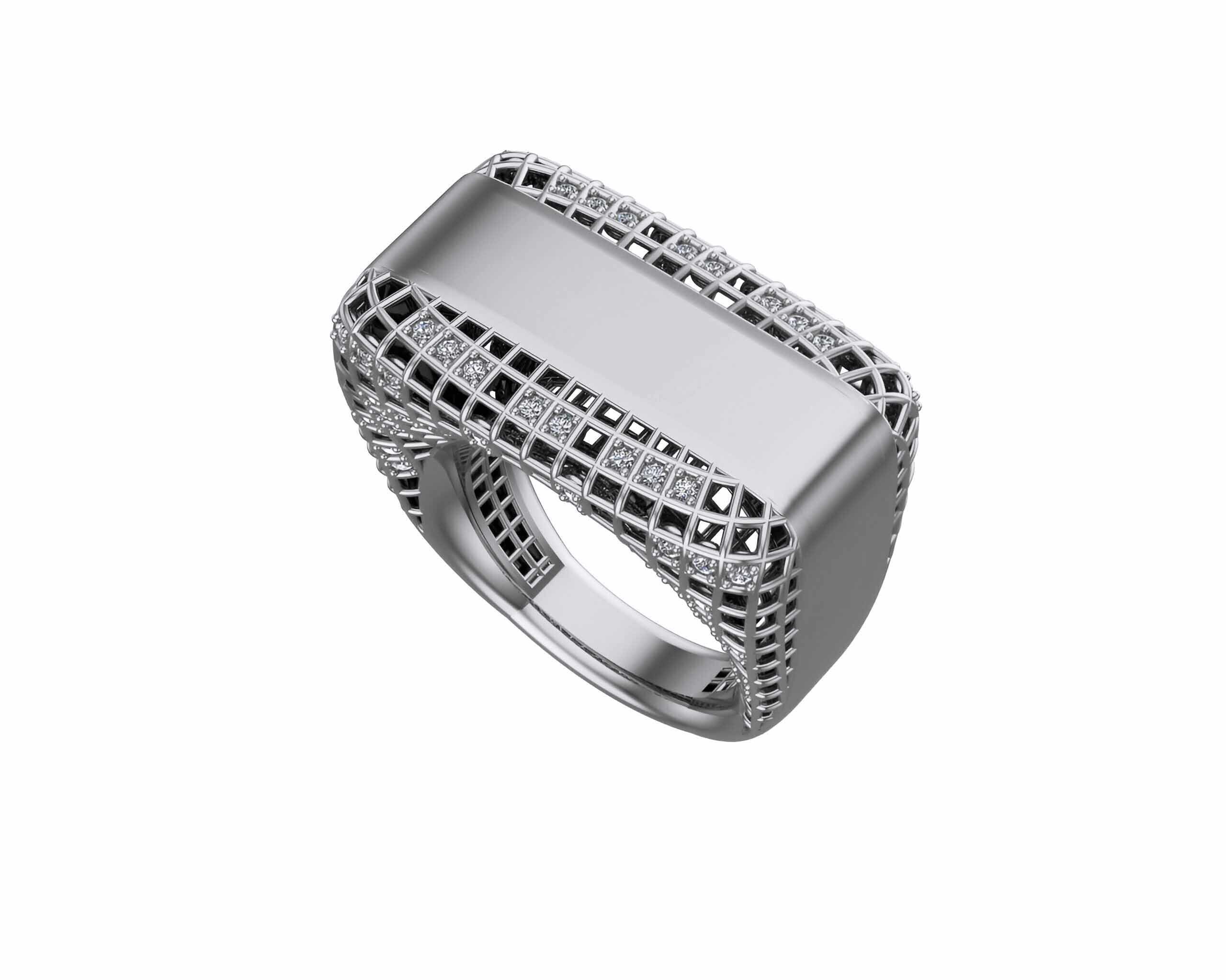 Square Wire Mesh ring 3D print model_2