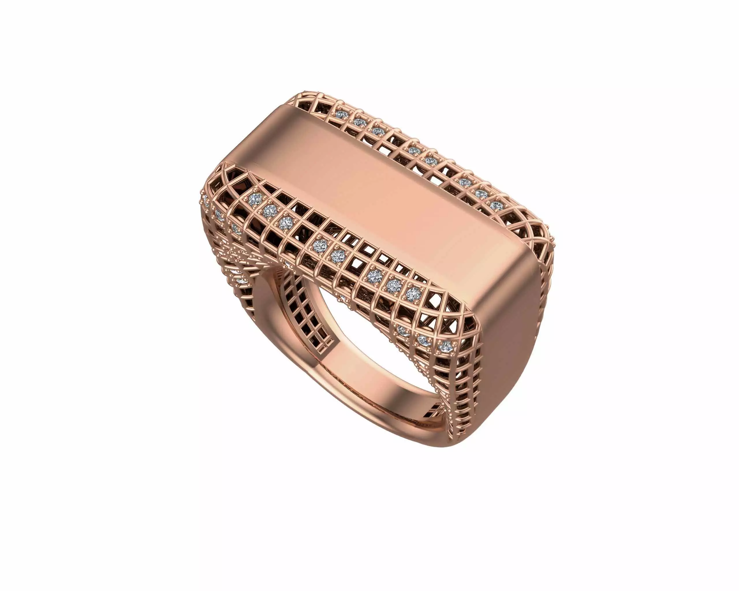 Square Wire Mesh ring 3D print model_0
