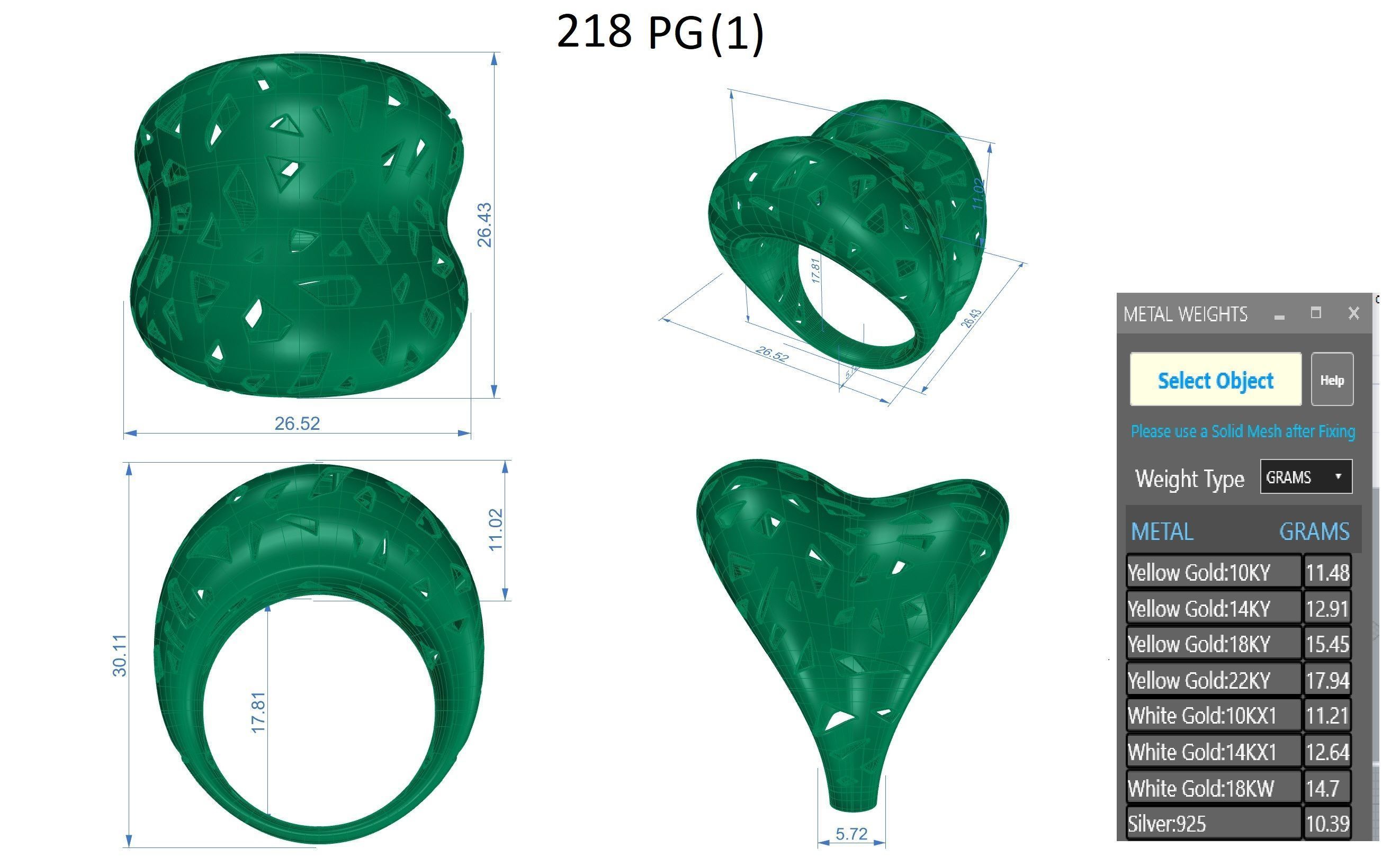 Woven Wire Mesh Plain gold ring 3D print model_3