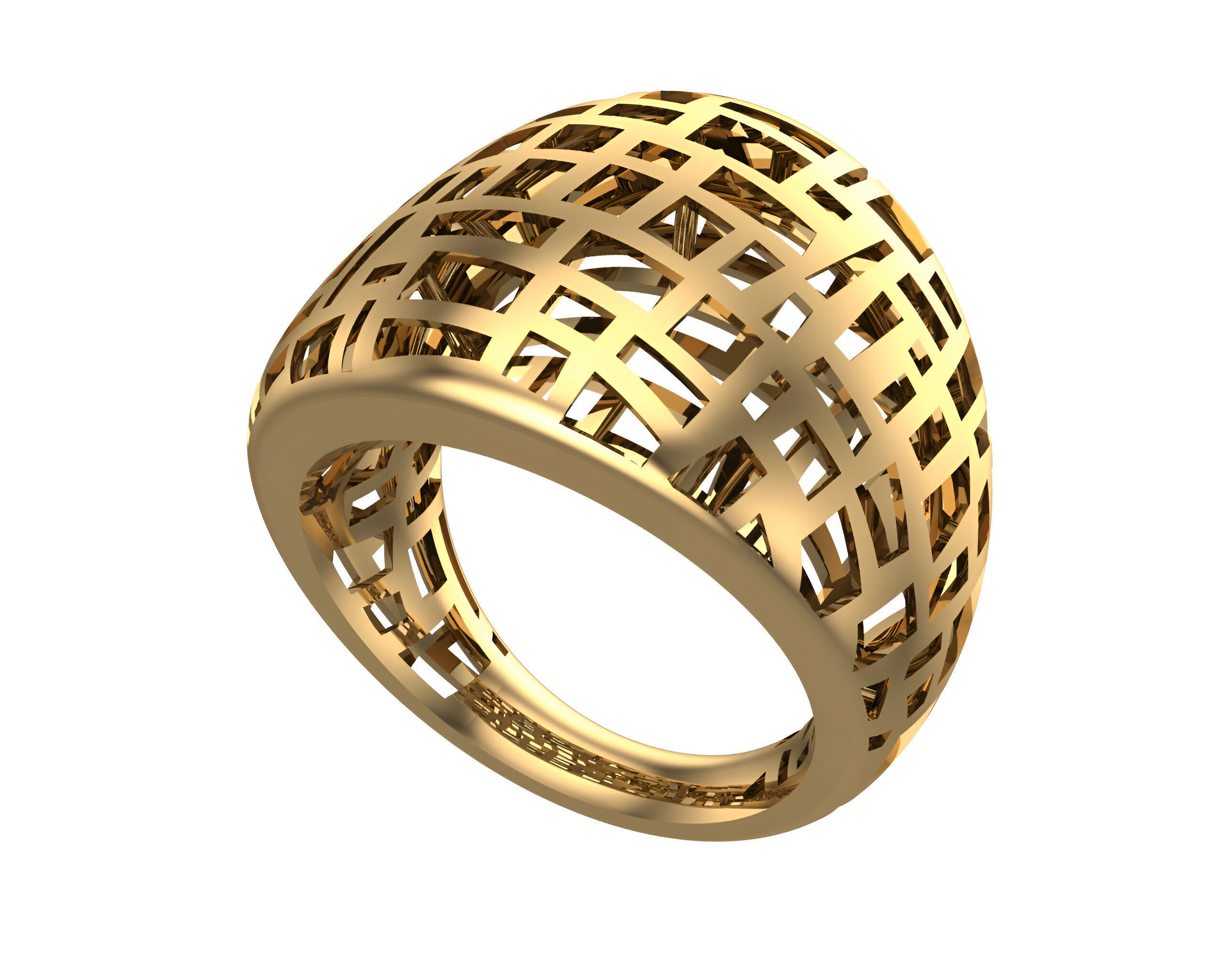 Woven Wire Mesh Plain gold ring 3D print model_1