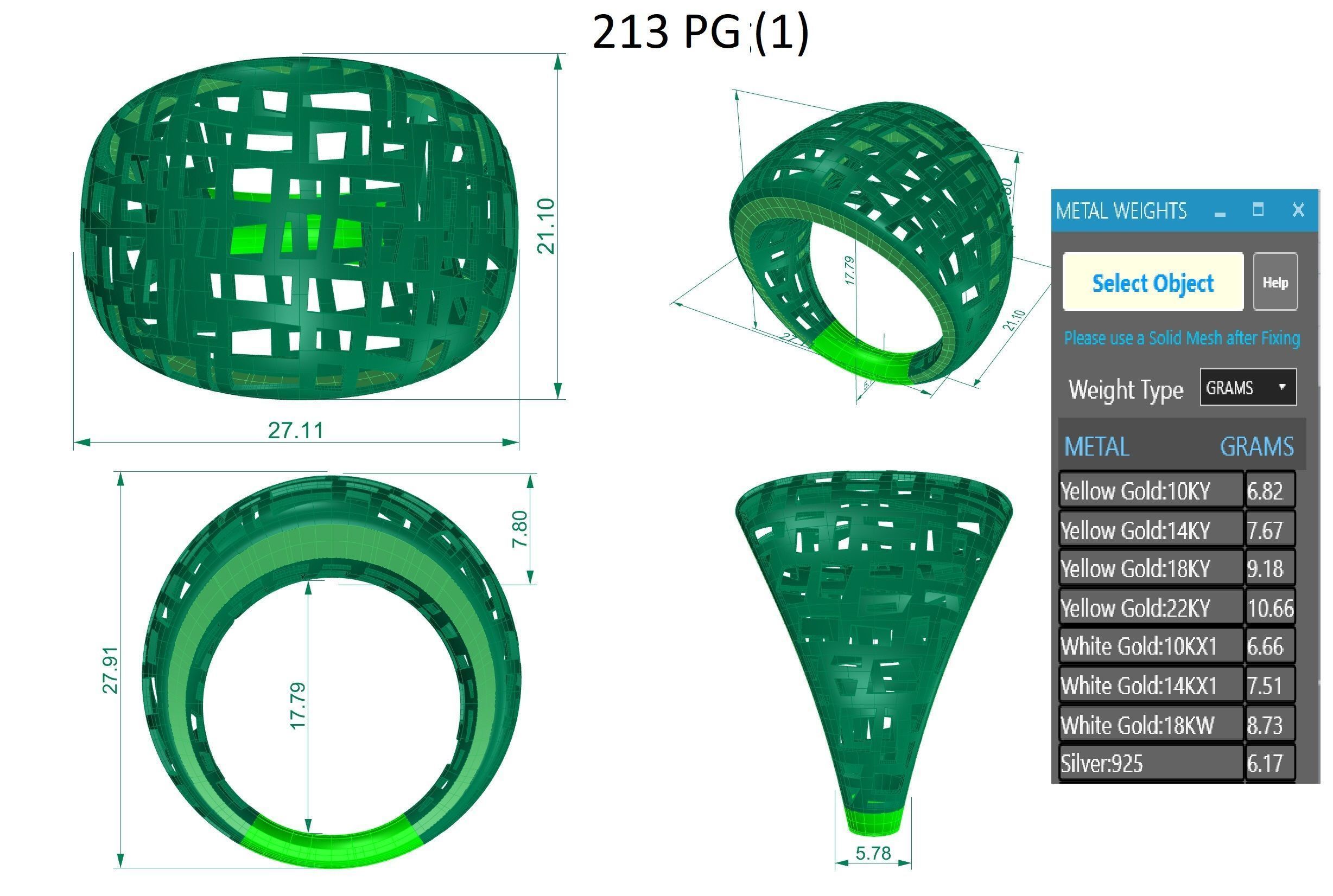 Woven Wire Mesh Plain gold ring 3D print model_3