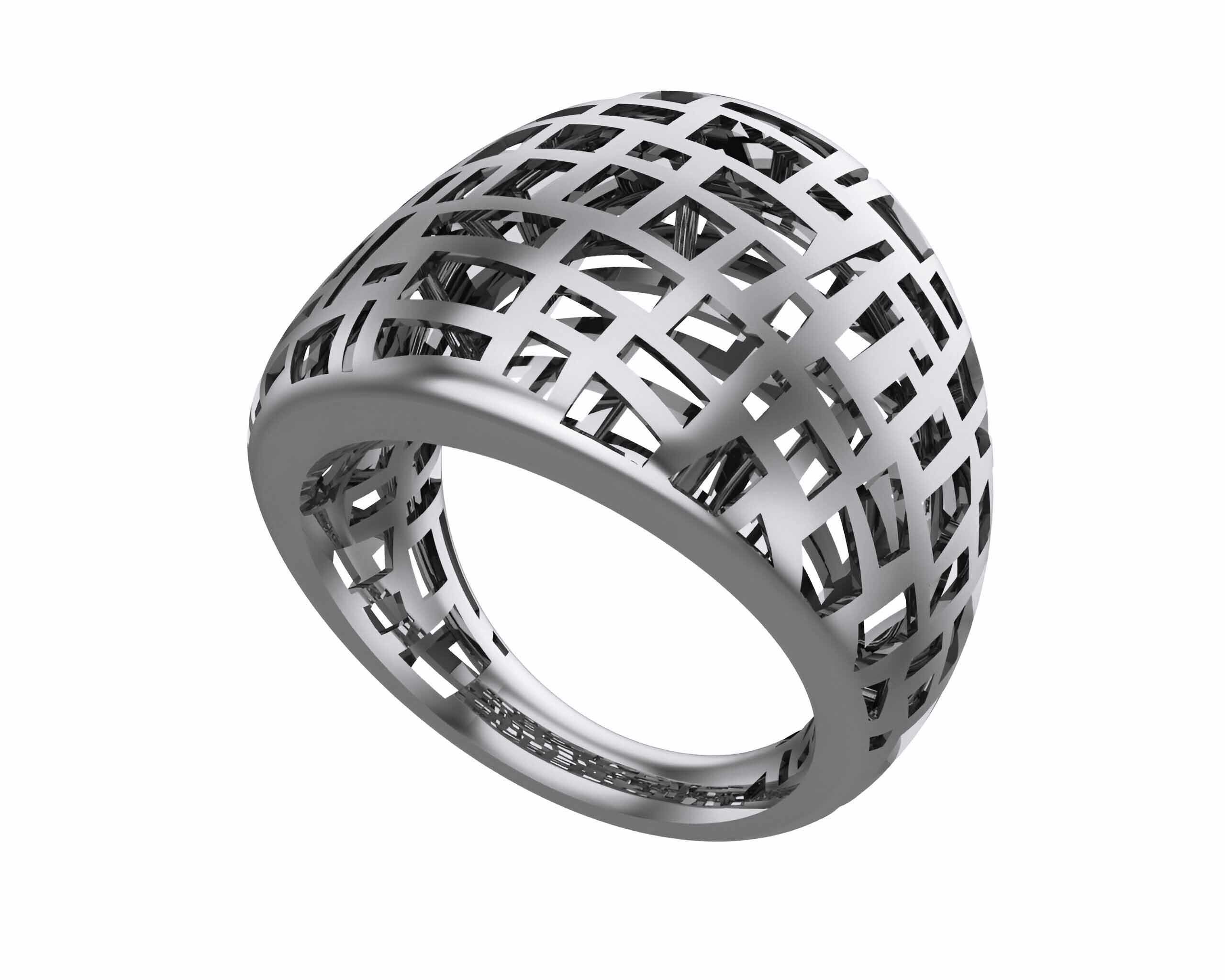 Woven Wire Mesh Plain gold ring 3D print model_2