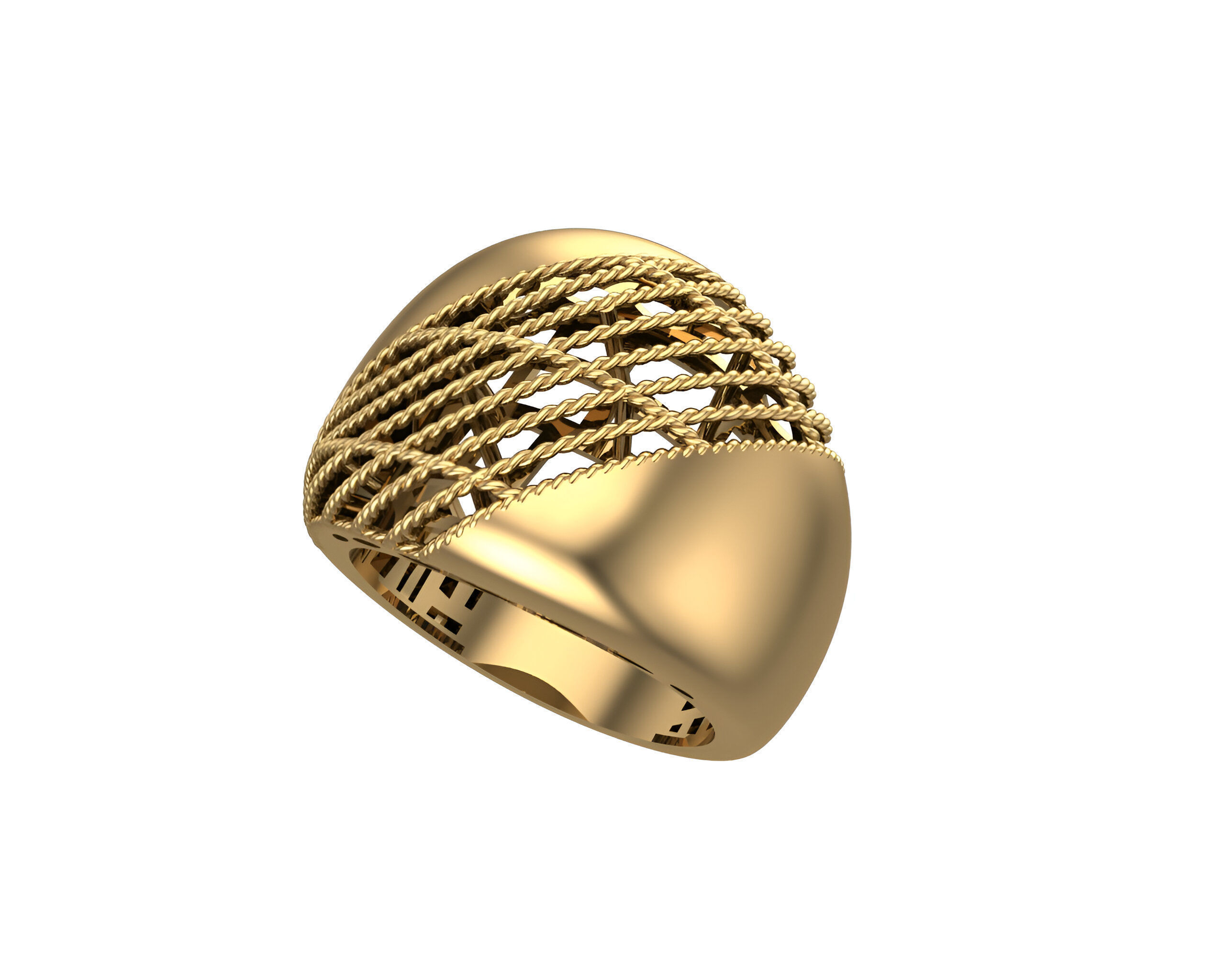 Woven Wire Mesh Plain gold ring 3D print model_1