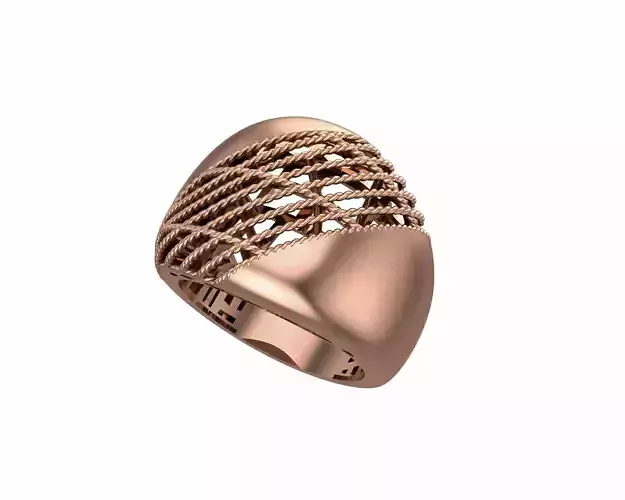 Woven Wire Mesh Plain gold ring 3D print model