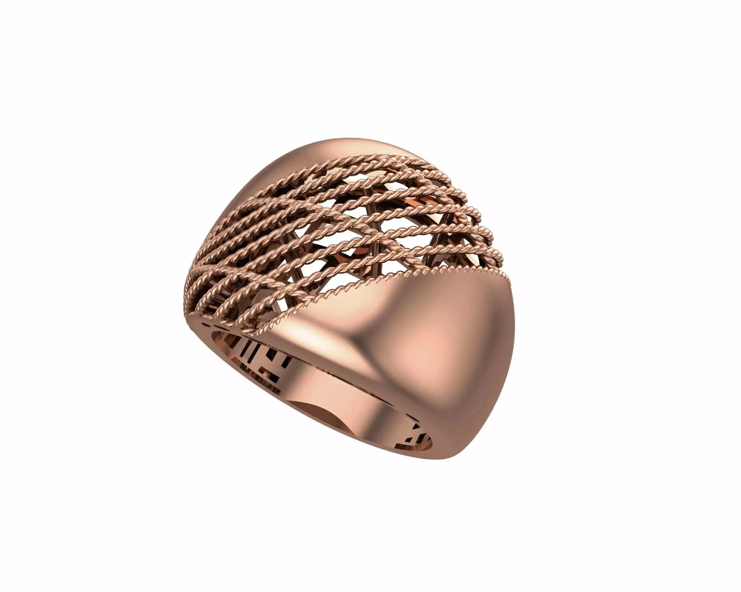 Woven Wire Mesh Plain gold ring 3D print model_0