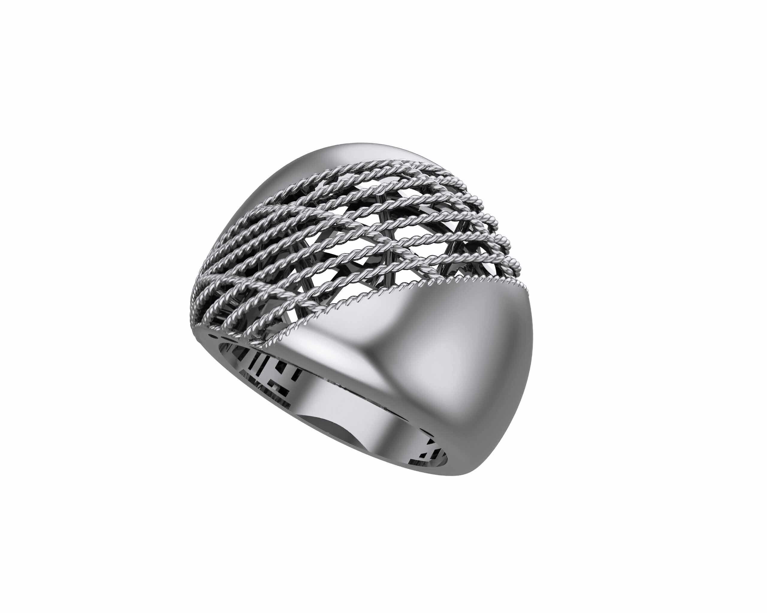 Woven Wire Mesh Plain gold ring 3D print model_2