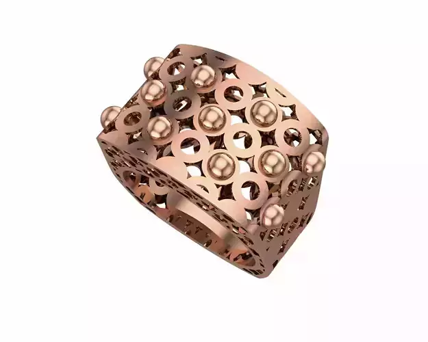 Beads Balls Wire Mesh Plain gold ring 3D print model