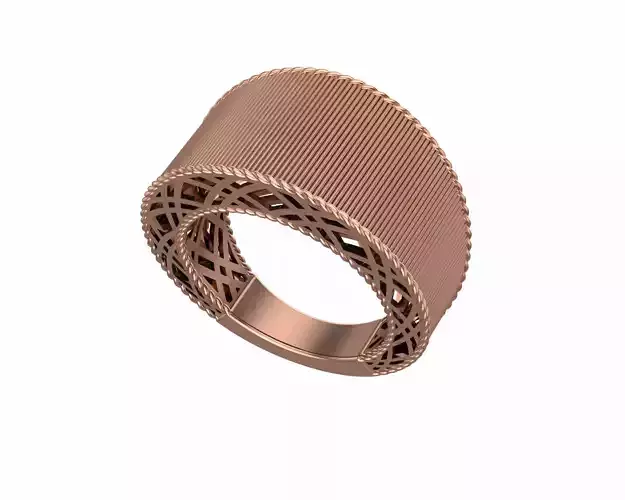 Wire Lines Grooves Plain gold ring