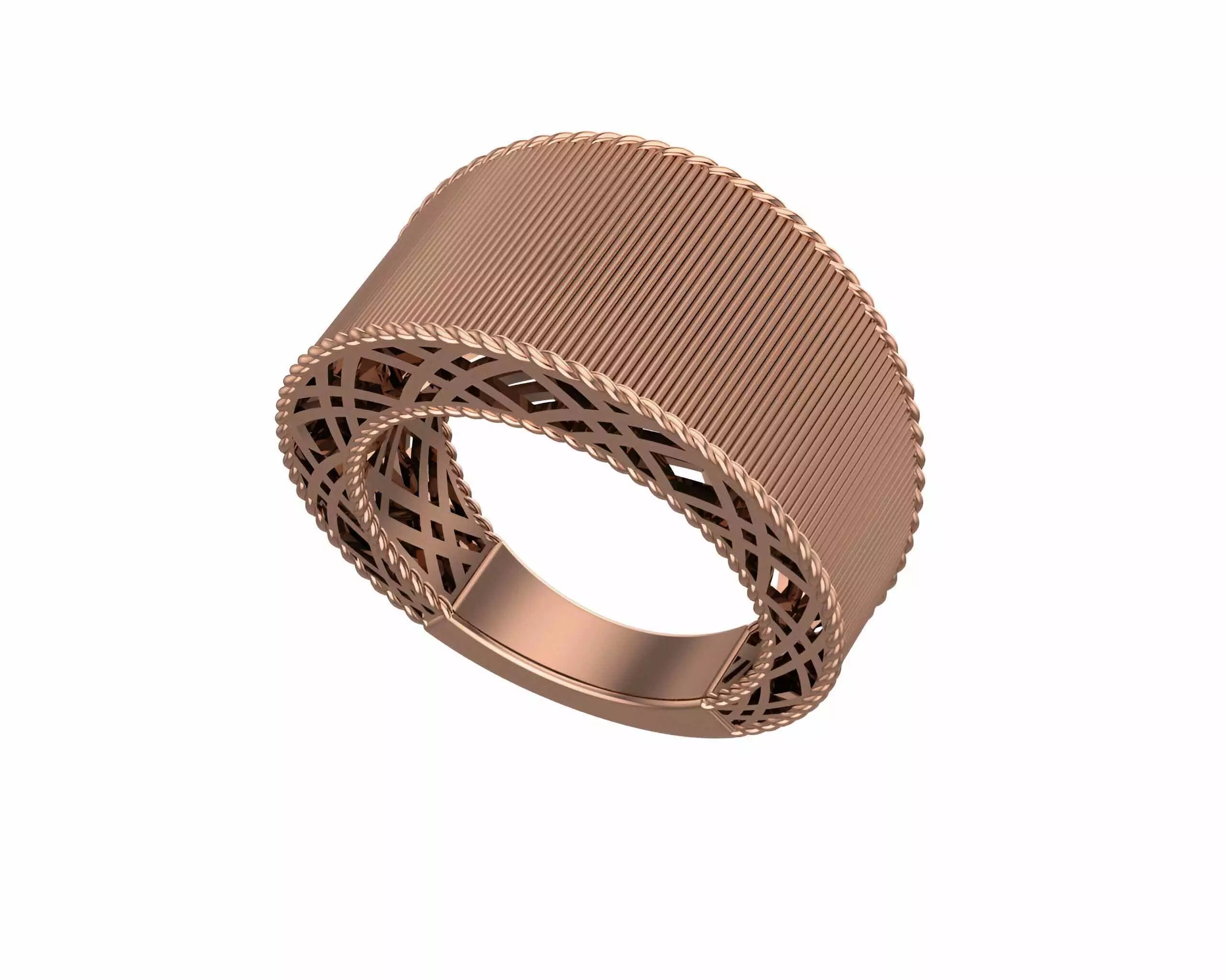 Wire Lines Grooves Plain gold ring 3D print model