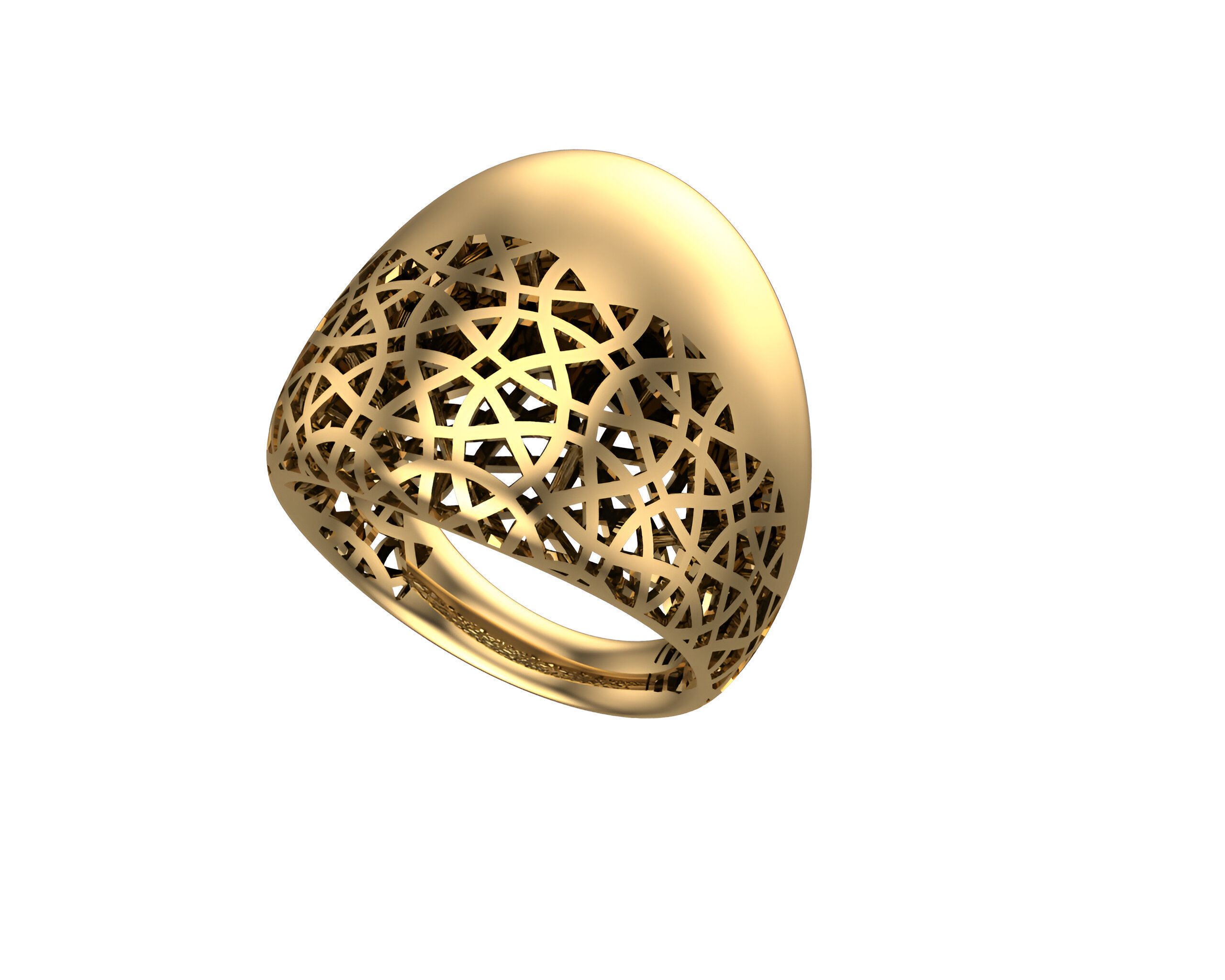 Woven Wire Mesh Plain gold ring 3D print model_2