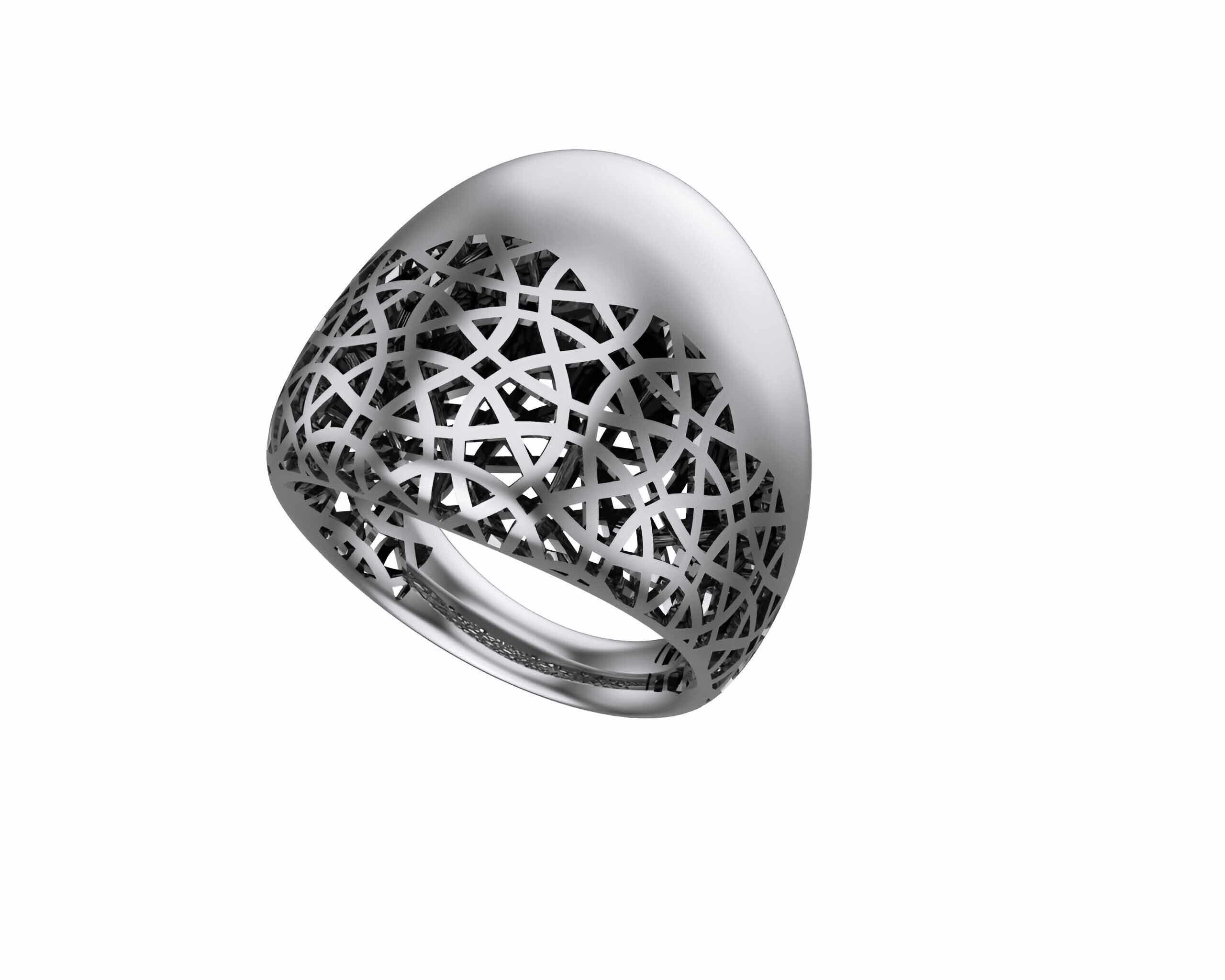 Woven Wire Mesh Plain gold ring 3D print model_1