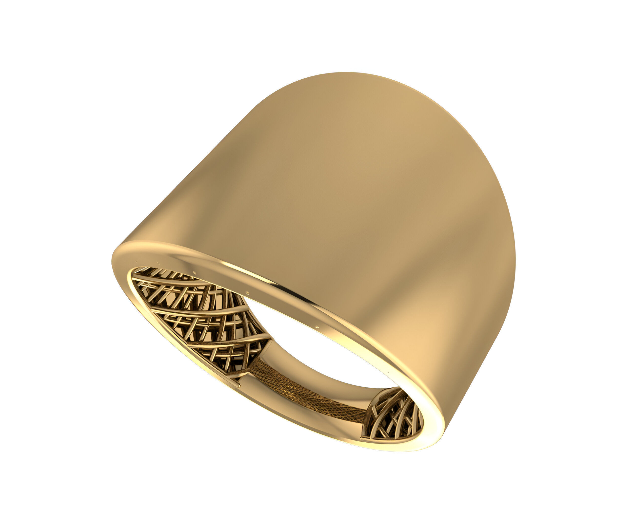 Thick Plain gold ring 3D print model_2