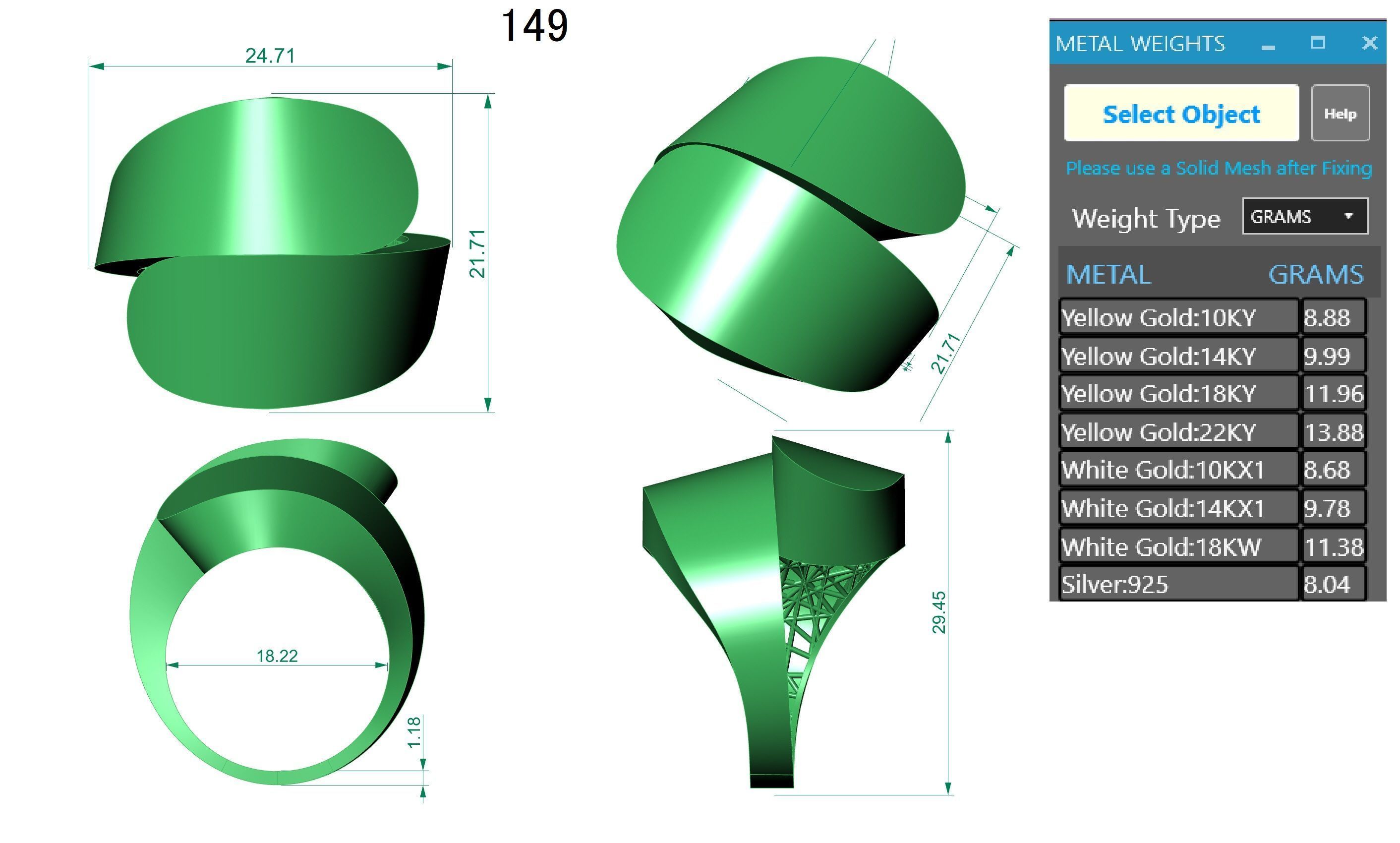 Free Size Plain gold ring 3D print model_3