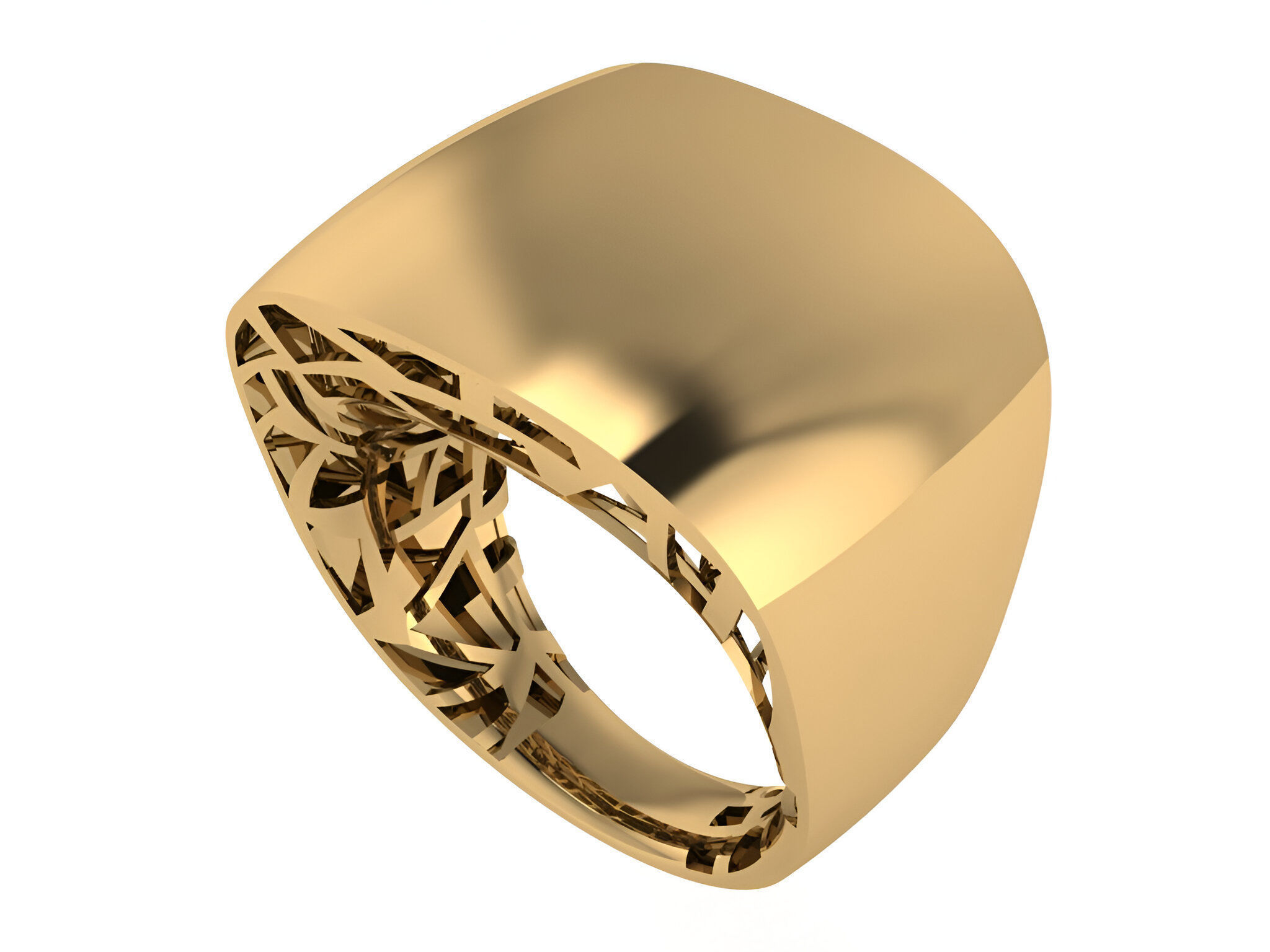 Thick Wire MeshPlain gold ring 3D print model_1