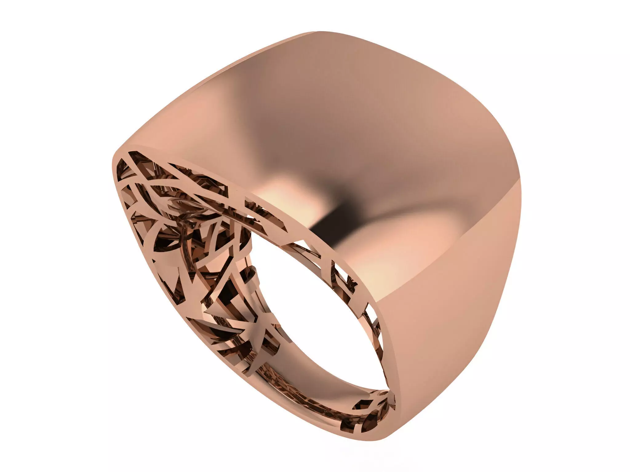 Thick Wire MeshPlain gold ring 3D print model_0