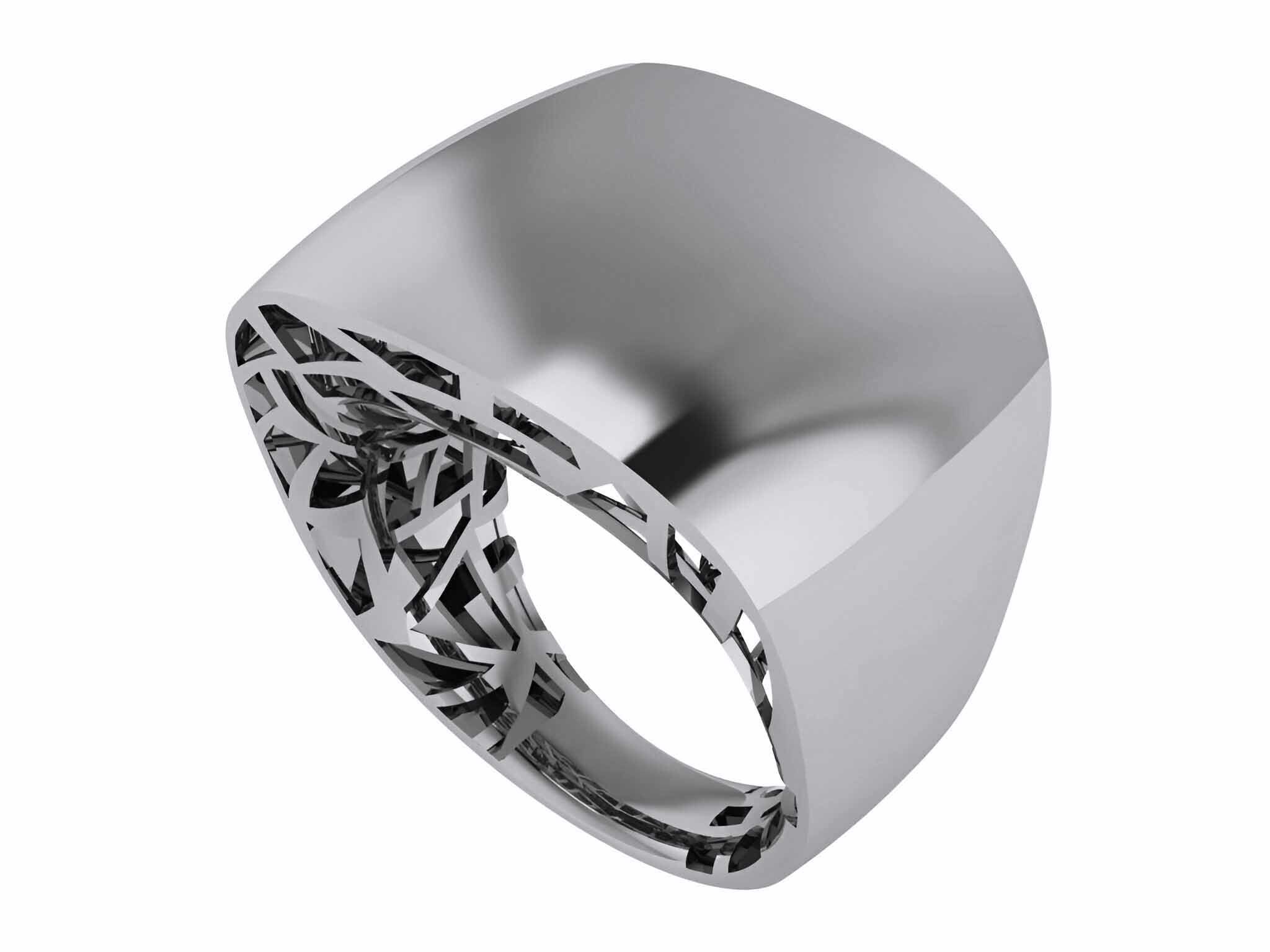 Thick Wire MeshPlain gold ring 3D print model_2