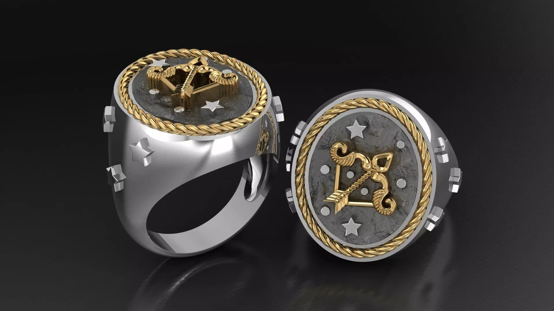 Zodiac Ring Sagittarius 3D print model_0