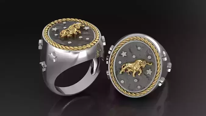 Zodiac Ring Taurus 3D print model