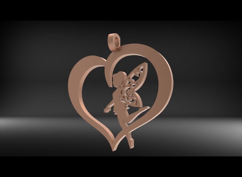 Fairy heart Pendant Necklace Charm Jewelry 3D print model_7
