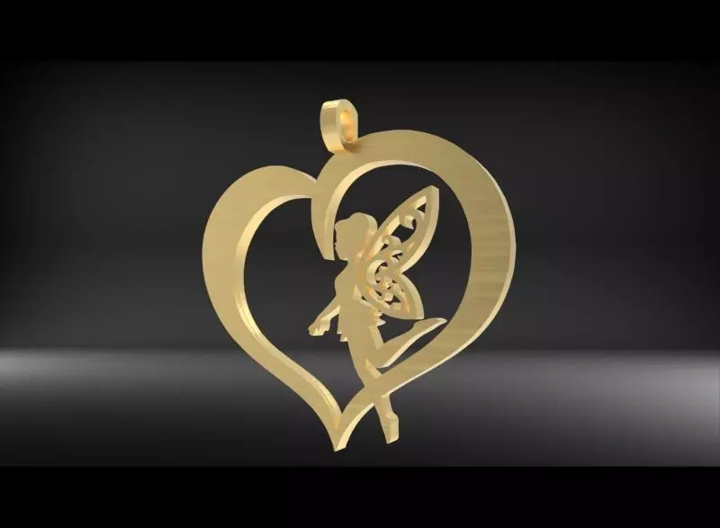 Fairy heart Pendant Necklace Charm Jewelry 3D print model_0