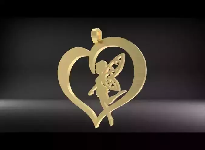 Fairy heart Pendant Necklace Charm Jewelry 3D print model
