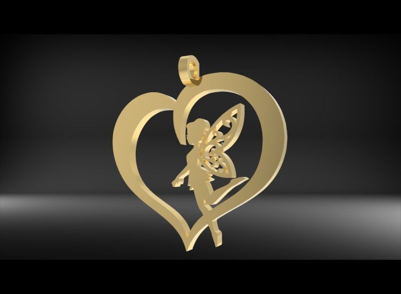 Fairy heart Pendant Necklace Charm Jewelry 3D print model_8